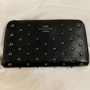 Authentic Coach soft black leather studded wallett